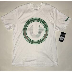 True Religion Strike Tee Mens L White Green Logo Shirt NWT